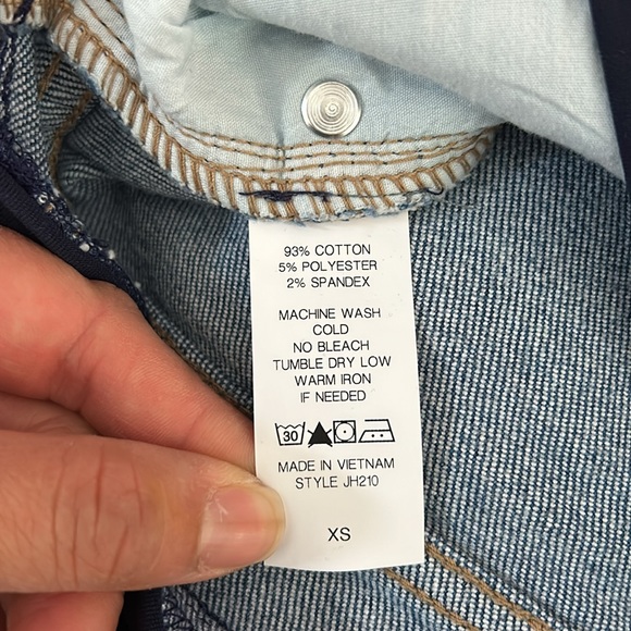 Pinkblush Medium Wash Fringe Hem Maternity Full Panel Denim Shorts - Picture 8 of 9